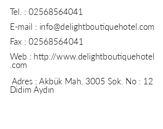 Delight Boutique Hotel iletiim bilgileri